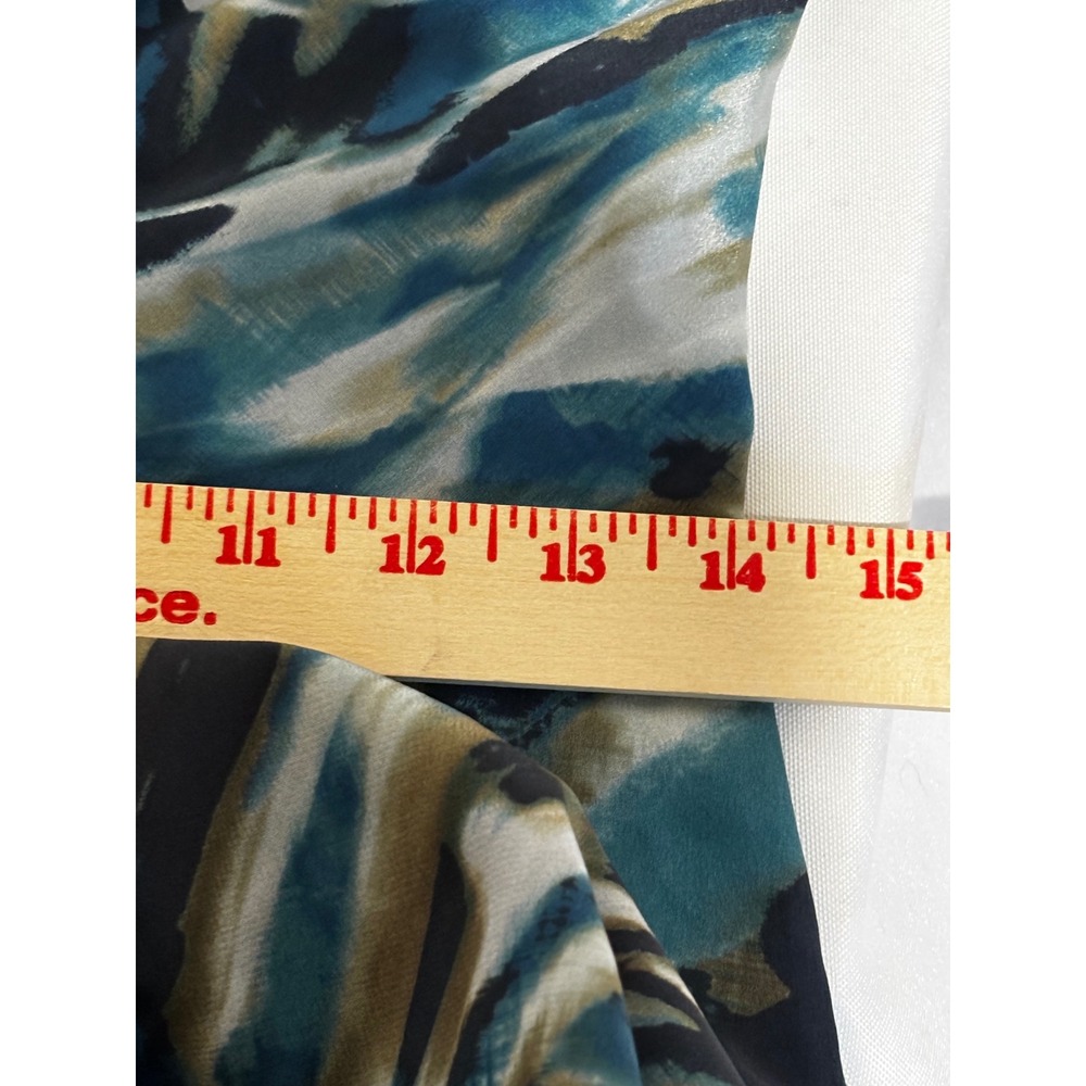 Silk Abstract Teal Blue Gold Halter Neck Babydoll ruche Dress Sz 2 y2k 90s fairy - Picture 8 of 11